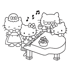 Kitty Music Coloring Playing Violin Pages Hellokids