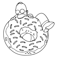 Coloring Page Donut Donut Coloring Page - Bart Simpson Taking A Bite