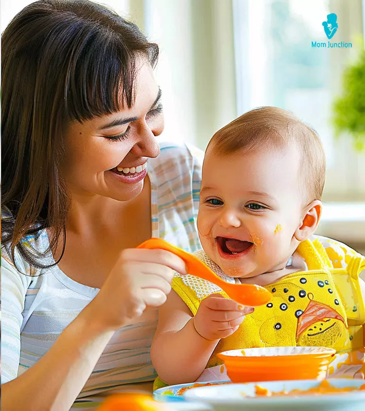 A 7-month baby with a food chart