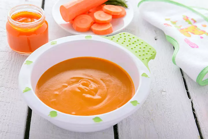 Carrots puree in 6 month baby food chart