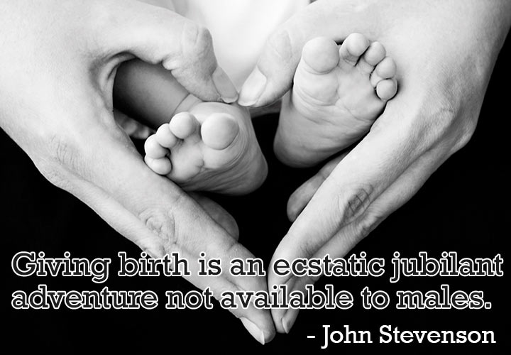 "Giving birth is an esctatic jubilant adventure not available to males." -John Stevenson