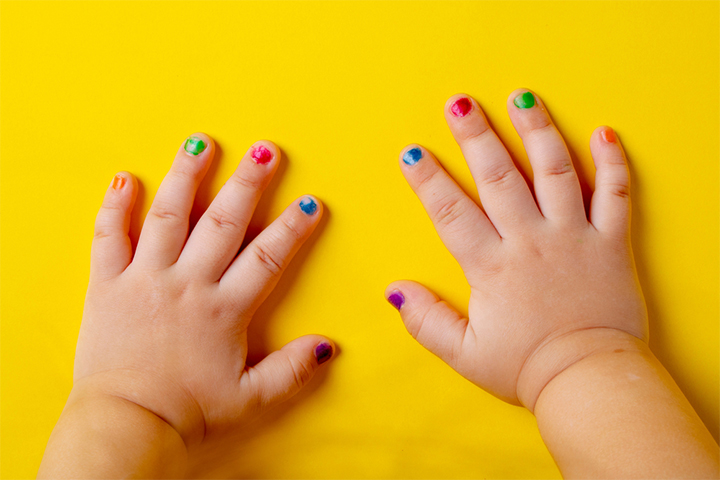 Paint the nails while the baby is asleep
