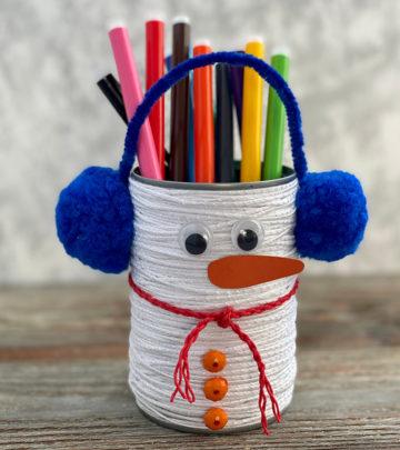You only need a few tins and simple household items to create colorful craft pieces.