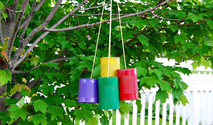 Tin can wind chime, Tin can craft ideas for kids