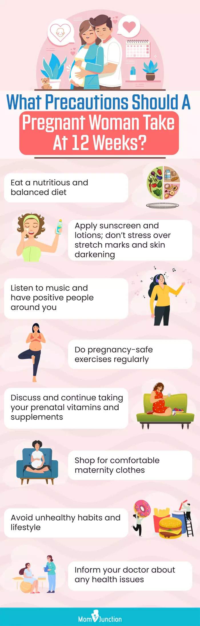 what precautions should a pregnant woman take at 12 weeks (infographic)