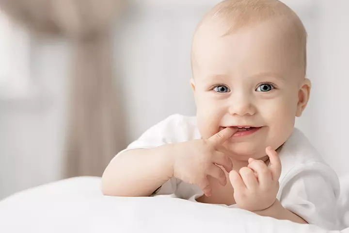 Smiling picture of baby crawling