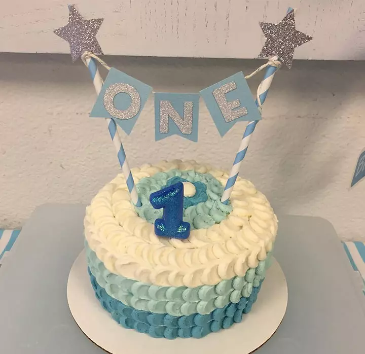 Blue Ombre Theme 1st Birthday Cake Ideas
