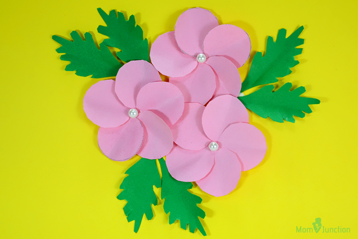 Circle flower with pictures paper flower crafts for kids