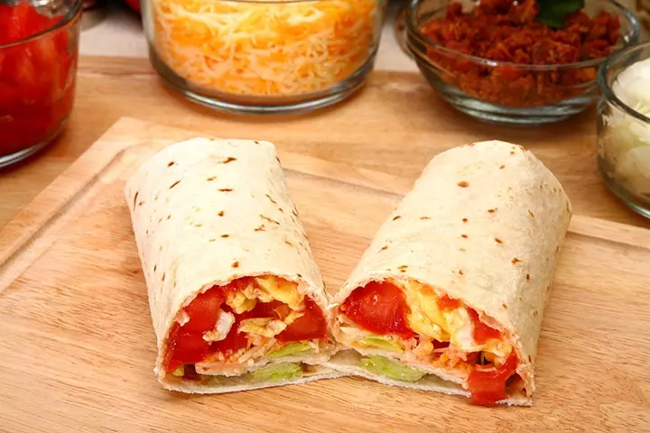 Burrito with egg recipe for kids