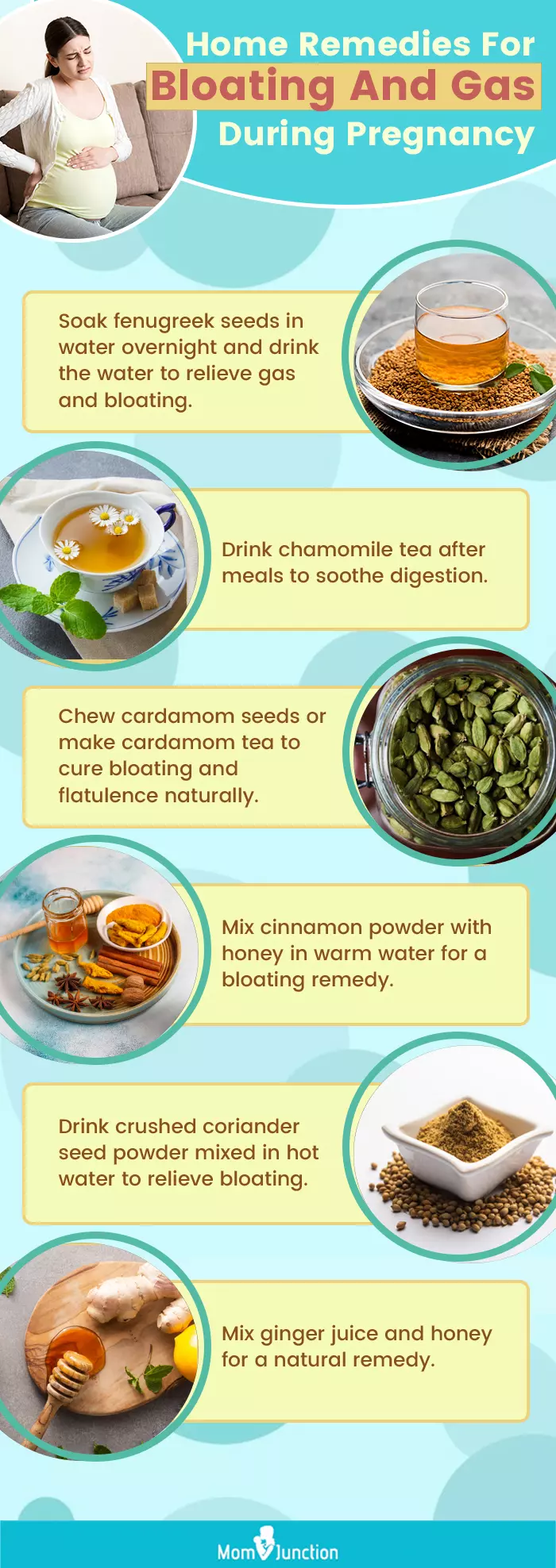 home remedies for bloating and gas during pregnancy (infographic)