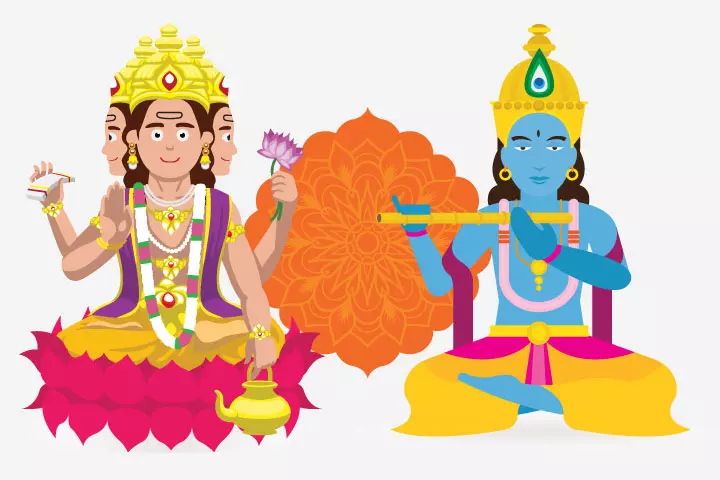 Lord Brahma tests Lord Krishna to check if he was a universal lord