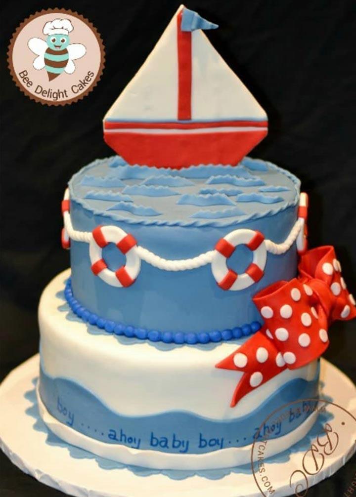 Sailor Theme Nautical Birthday Wishes Cake With Name