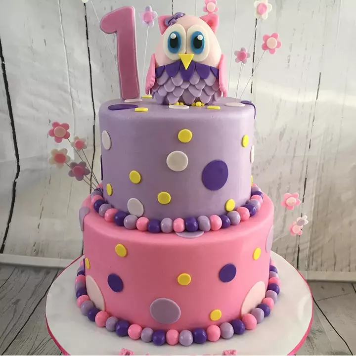 Owl Theme 1st Birthday Cake Ideas