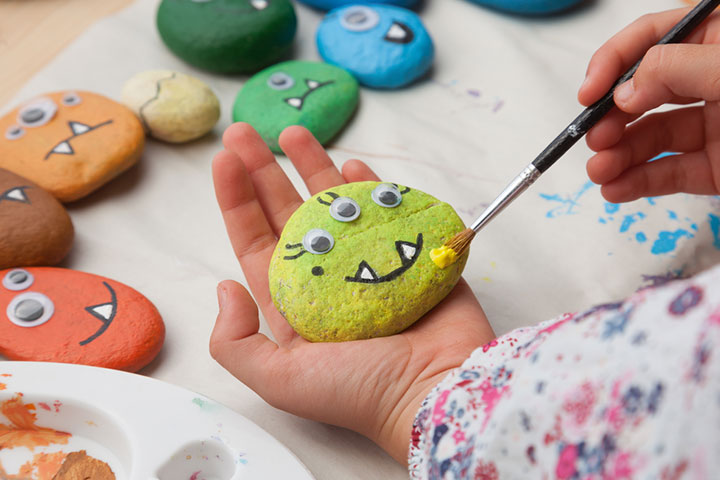 Painting stones, outdoor activities and games for toddlers