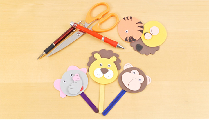 Popsicle puppets paper cutting craft ideas for kids