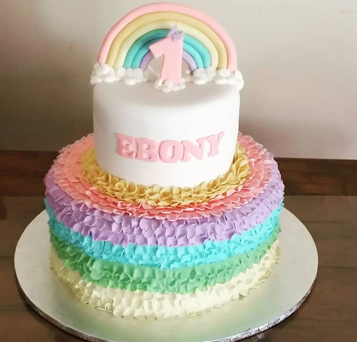 Rainbow Rufle 1st Birthday Cake Ideas