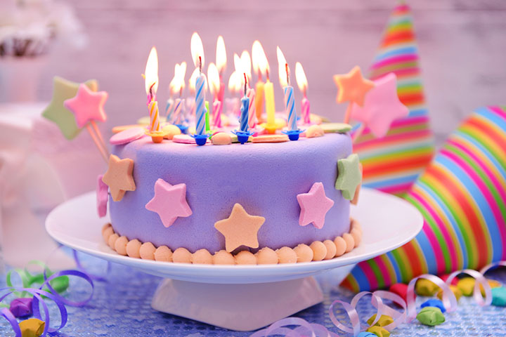 Blue cake with star fondants, 1st birthday cake ideas