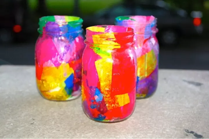 House crafts for preschoolers, colorful old jar