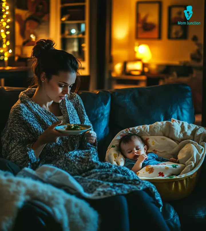 A mother breastfeeding her baby