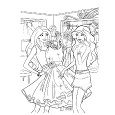 Barbie Selecting New Dress Coloring Worksheets