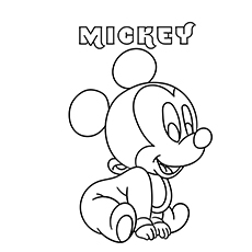 Baby mickey sitting coloring page