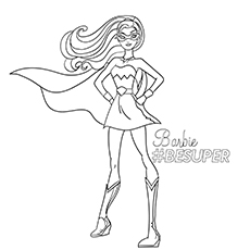 Free Printable Barbie Superhero Worksheet to Color