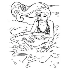 Barbie Surf On Beach Coloring Page_image