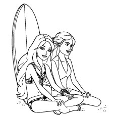 Barbie on Vacation with Friends Coloring Sheet