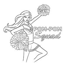 Coloring Page of Barbie Pom Pom