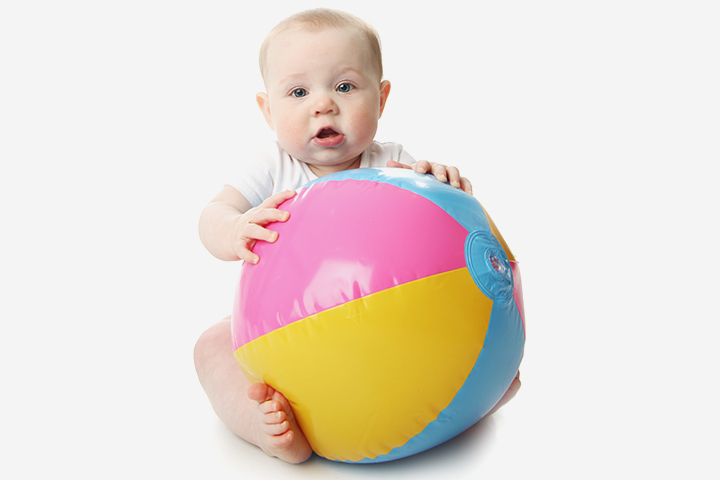 Beach ball playtime activities for 7 month old baby