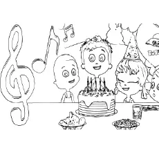 Coloring Page Of Friends Singing Happy Birthday Song