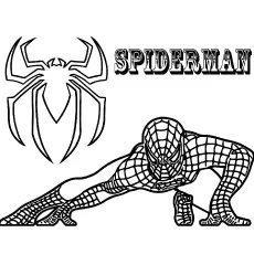 Crouching Spiderman coloring page