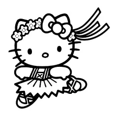 Printable Dancing Hello Kitty Picture to Color_image