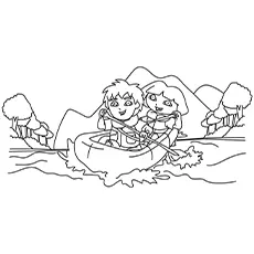 Diego And Dora In A Boat coloring page