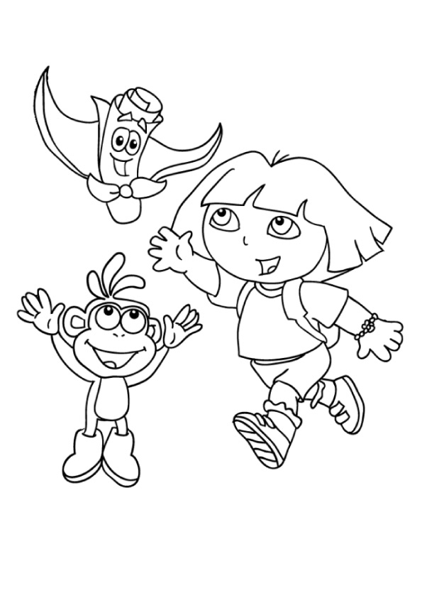 Dora-Boots-And-Map-Dora-The-Explorer-Coloring-Page