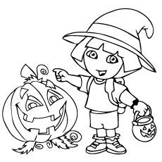 dora halloween coloring page