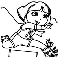 Dora in Hurdles Race coloring page