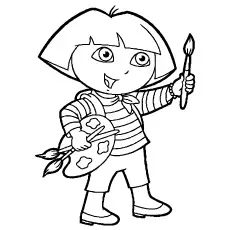 Dora is Ready For Painting coloring page