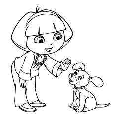 Dora talking with Dog coloring page