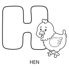 Alphabet H for Hen Coloring Sheet