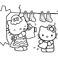 Free Printable Hello Kitty Helping Mom Coloring Pages_image