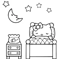 Hello Kitty Is Sleeping Coloring Pages_image