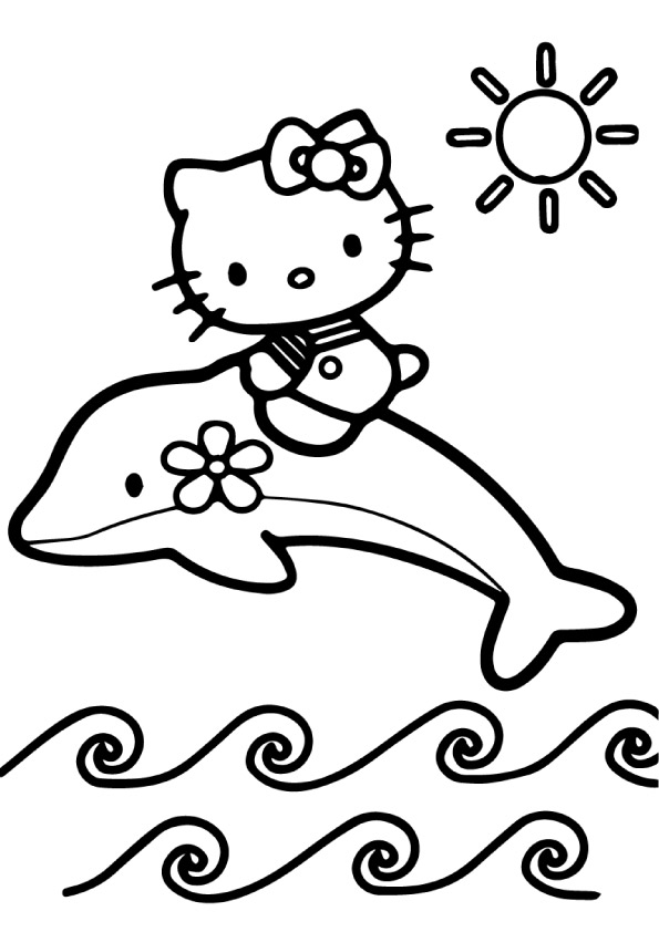 Hello-Kitty-Playing-with-dolphin