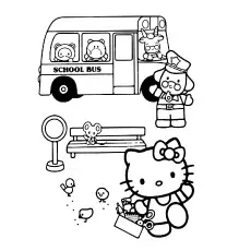 Hello Kitty and School Bus to Color_image