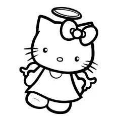 Hello Kitty as Angel Printable Kids Coloring Sheets_image