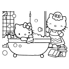 Hello-Kitty-bathing-in-bathroom