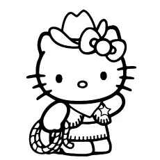 Cute Hello Kitty as Cow Boy to Color Sheets_image