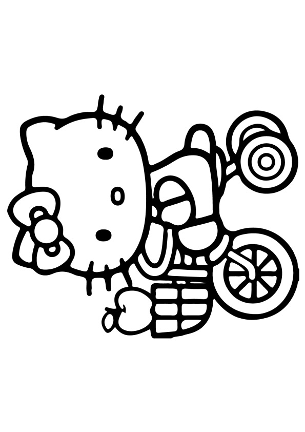 Hello-Kitty-cycling-with-apple