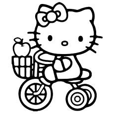 Hello-Kitty-cycling-with-apple