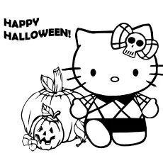 Coloring Image of Hello Kitty Happy Halloween to Print_image